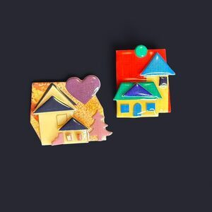 Vintage 80’s "House Pins by Lucinda" Brooches Set of 2